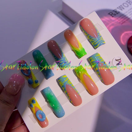 Purple Medium Coffin Press-On False Nails Set