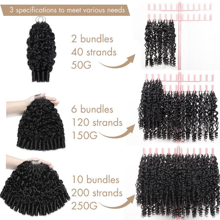 Human Crochet Hair Extensions 16 Inch Burmese Curly 1B#