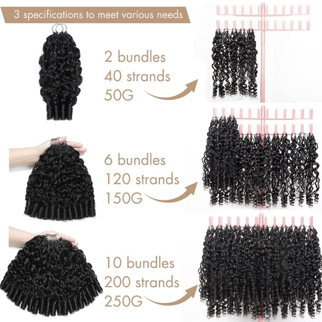Human Crochet Hair Extensions 16 Inch Burmese Curly 1B#