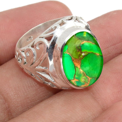 925 Sterling Silver Moss Agate Ring for Women & Girls