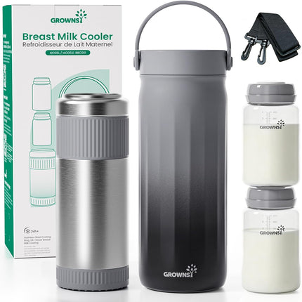 22oz Portable Breast Milk Cooler with Stainless Steel Chiller and 2 Baby Bottles