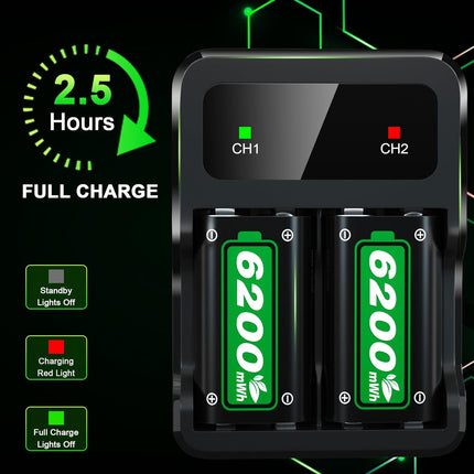 Rechargeable Battery Packs with Charger for Series X|S/One Controllers