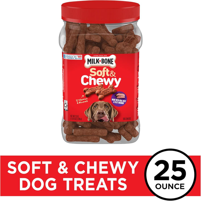Soft & Chewy Dog Treats with Real Beef & Filet Mignon, 25 oz Canister