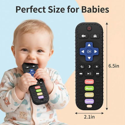 Baby Remote Control Sensory Teether, Black Silicone Chew Toy