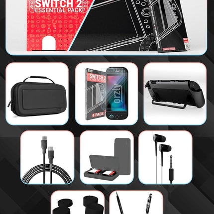 Switch 2 Accessories Bundle with Carry Case and Screen Protector