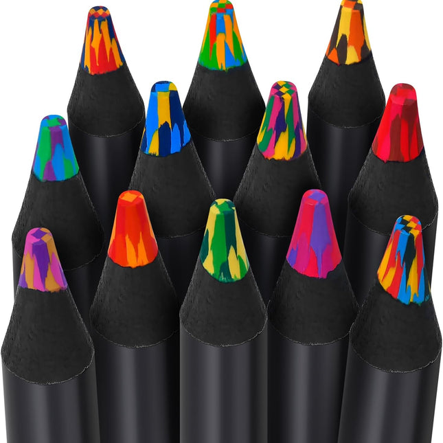 12 Rainbow Colored Wooden Pencils for Kids Arts and Crafts