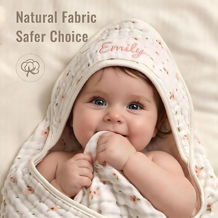 LittleNest NidoPequeño 2-Pack Personalized Muslin Hooded Baby Towels Soft & Absorbent Custom Name — Baby & Toddler