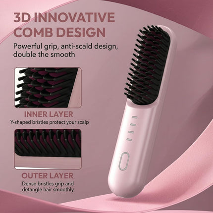 GlowEssence EsenciaLuz Go Brush - Pro for Short Hair - 2026 Upgraded Cordless Straightening Brush — Beauty & Self-Care