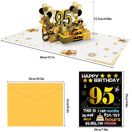 95th Birthday 3D Pop-Up Card, Back in 1931 Gold Retro Theme