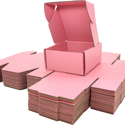 Small Pink 4x4x2 Inch Corrugated Mailer Boxes, Pack of 25