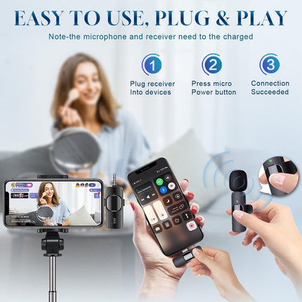 3-in-1 Wireless Lavalier Microphone Set, 3 Mics