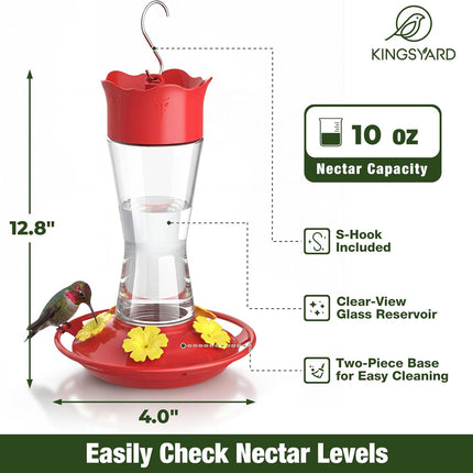 2-Pack Clear Glass Hanging Hummingbird Feeders, 10 oz