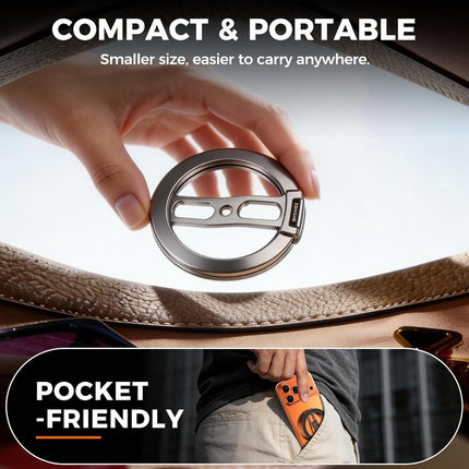 Grey Dual-Sided Magnetic Phone Ring Grip and Stand