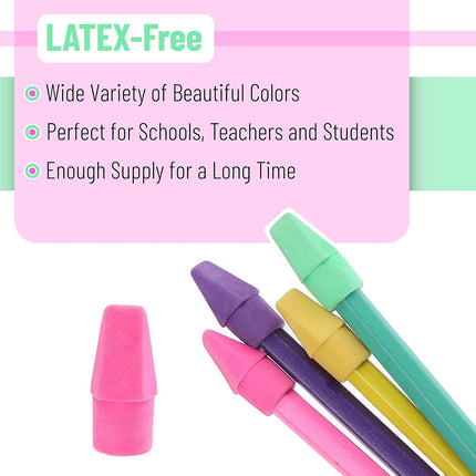 Pencil Top Erasers, 120 Pack, Latex-Free, No-Smudge