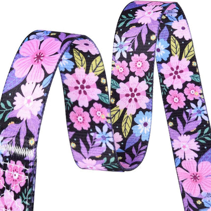 Floral Pink Adjustable Dog Collar, Medium