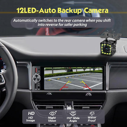 6.36-Inch Single DIN In-Cell Touchscreen Car Stereo with Smartphone Integration, 240W DSP Sound, Backup Camera, Hands-Free Calling, and AM/FM Radio