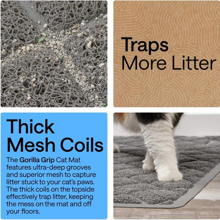 Cat Litter Box Mat, Cushioned Coil Mesh, 24 x 17 in, Gray