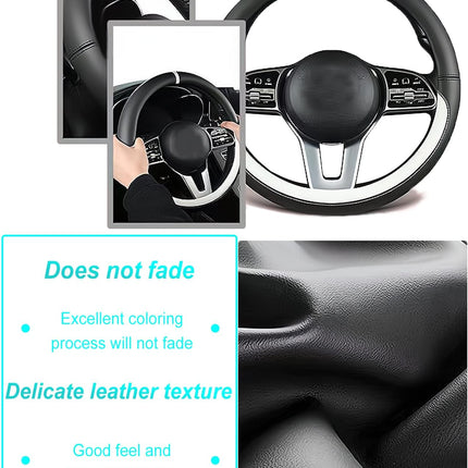 Custom-Fit Black Nappa Leather Non-Slip Steering Wheel Cover
