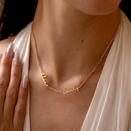 Custom 2-Name 18K Gold-Plated Family Necklace for Women