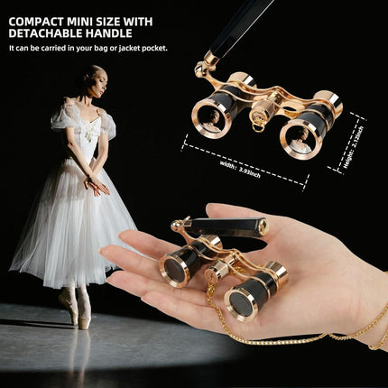 TerraBound TierraRumbo Opera Glasses 3X25 with Adjustable Handle,Chain,Magnifying Glass,BK9 — Outdoor & Adventure