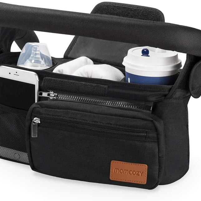 Universal Stroller Organizer with Insulated Cup Holder, Detachable Phone Bag & Shoulder Strap