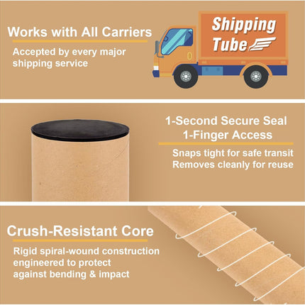 15-Pack Kraft Shipping Tubes With Caps, 2 x 12 Inch Cardboard Poster Tubes