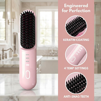 GlowEssence EsenciaLuz Go Brush - Pro for Short Hair - 2026 Upgraded Cordless Straightening Brush — Beauty & Self-Care