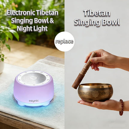 Rechargeable Tibetan Singing Bowl White Noise Machine with Night Light