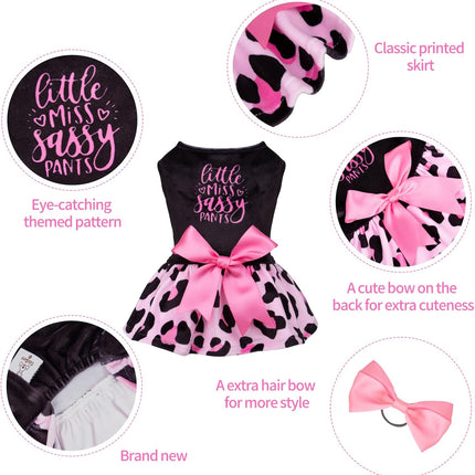 Little Miss Sassy Pants Pink Leopard Velvet Dog Dress