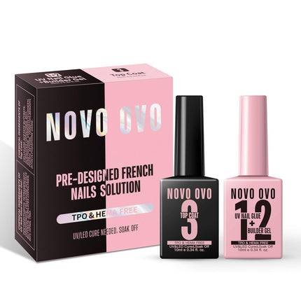 UV Nail Glue and Builder Gel 2-in-1 No Wipe Top Coat Kit