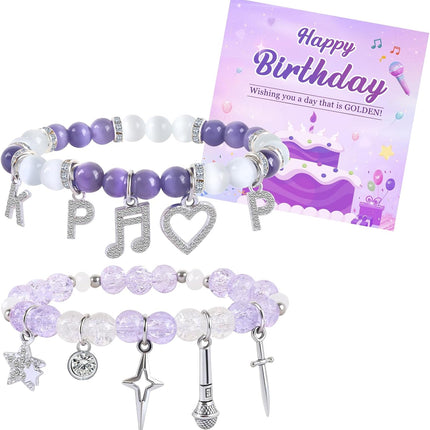 K-Pop Inspired 2-Piece Stretch Crystal Bead Bracelet Set