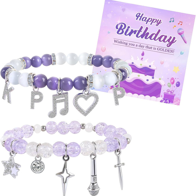 K-Pop Inspired 2-Piece Stretch Crystal Bead Bracelet Set