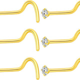 6Pcs Nose Rings Studs Corkscrew 18 Gauge Nose Piercing Jewelry 18G Screw Nose Rings 2mm 2.5mm 3mm CZ Gold Silver Black