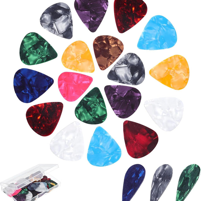 60-Piece Colorful Celluloid Guitar Pick Set, 3 Thicknesses