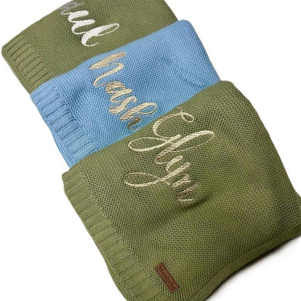 Personalized Baby Blanket with Name - Light Pink Cotton Knit Swaddle