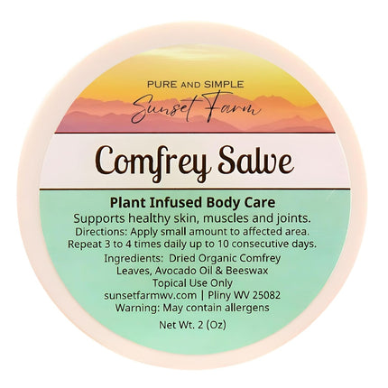Comfrey Salve, Organic Non-GMO Herbal Balm, 2 oz Jar