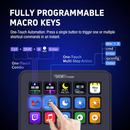 VSDINSIDE Macro Keypad, Stream Controller Deck Gaming Streaming Shortcut — Smart Tech