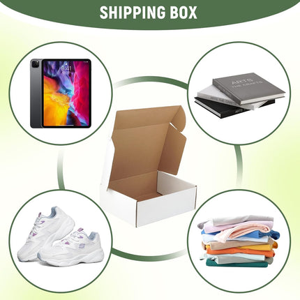 12"x9"x4" White Corrugated Shipping Boxes, Set of 5