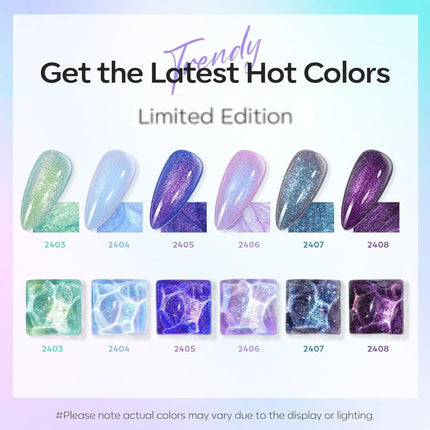 Chameleon Aurora Shimmer Glitter Gel Nail Polish Set, 6 Colors