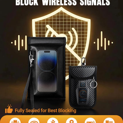 Faraday Bags for Phones & Car Keys RFID Signal Blocking Pouch Set
