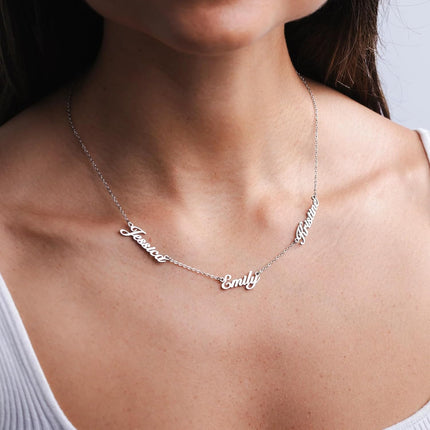 Custom 18K Gold-Plated Multiple Name Necklace for Women
