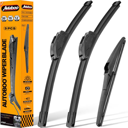 26 in + 16 in Front Wiper Blades with 12 in Rear Blade, Pack of 3