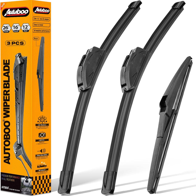 26 in + 16 in Front Wiper Blades with 12 in Rear Blade, Pack of 3