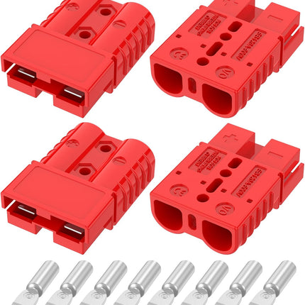 120A 600V Battery Quick Connect/Disconnect for 2-4 AWG Cables, Red, 4 PCS