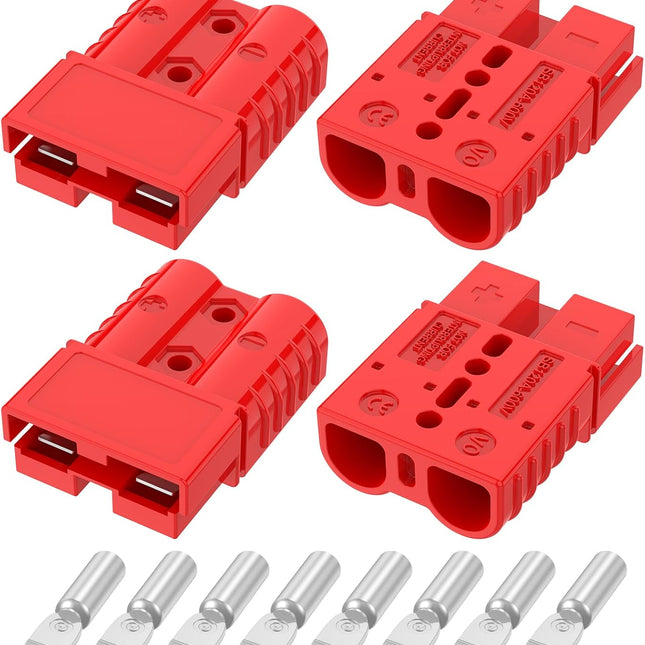 120A 600V Battery Quick Connect/Disconnect for 2-4 AWG Cables, Red, 4 PCS
