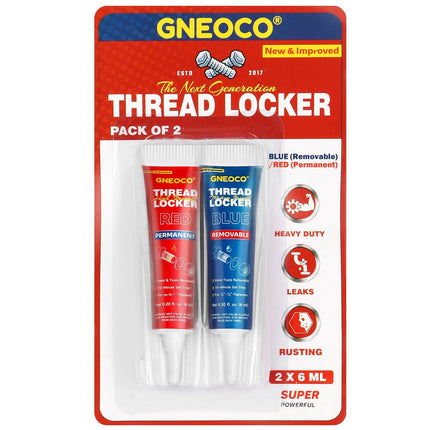 2 Pack Blue and Red Thread Locker, 6 ml Each