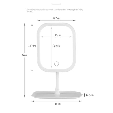 LumiGlow LED Makeup Mirror USB charging port and power features