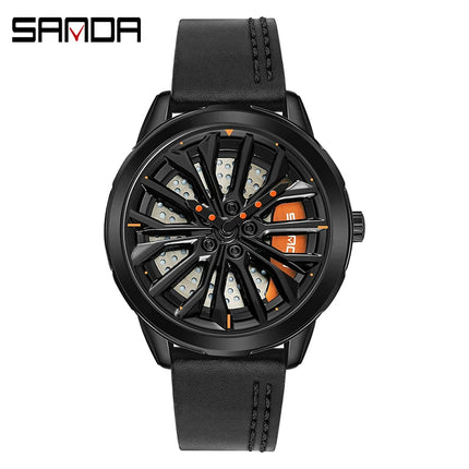Rim Watch angled view displaying crown, case edges, and lug design