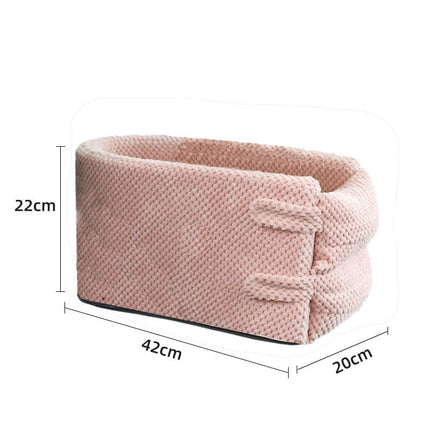USA CALI Pet Car Armrest Seat top view showing plush pet travel booster seat