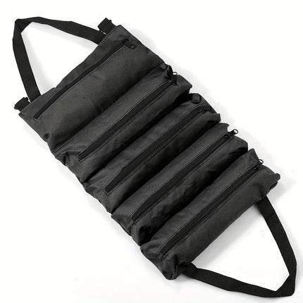 Heavy-Duty Roll-Up Tool Bag material detail showing water-resistant fabric
